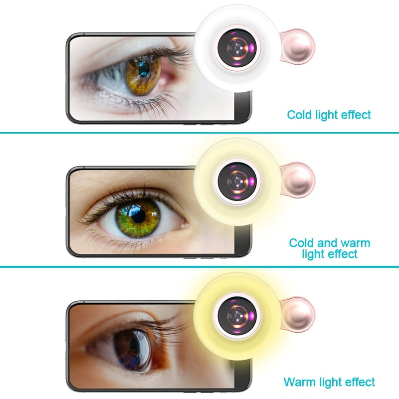 Super Lente HD 15X macro com LED Ring Flash Light  para Telefone