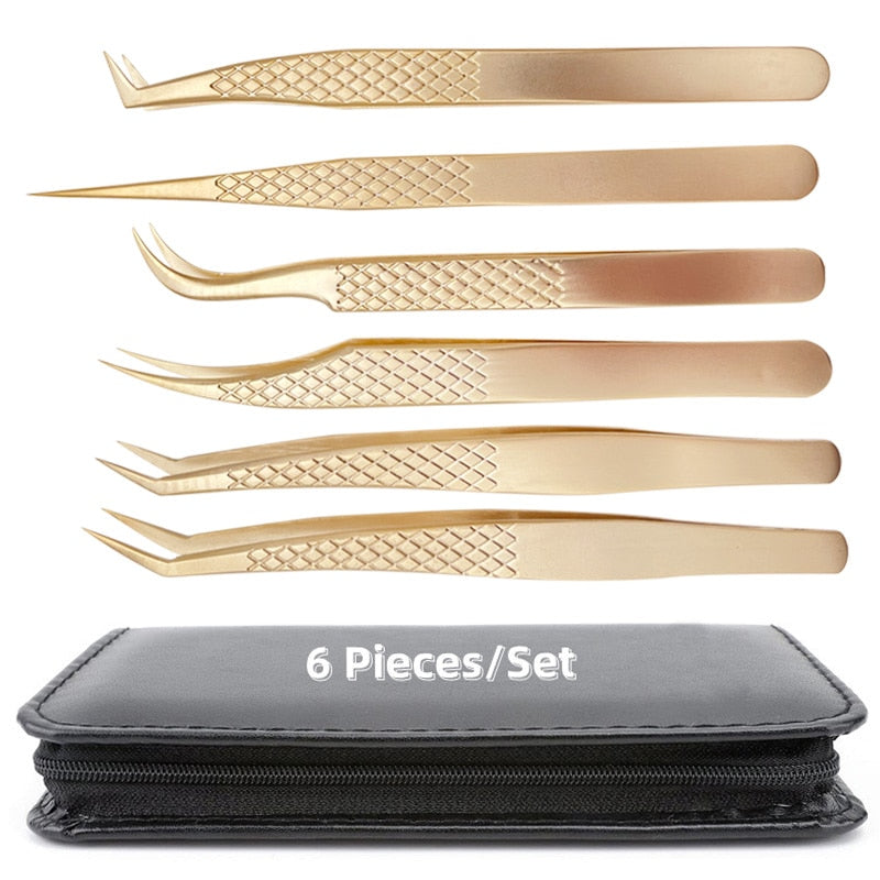 Pinças Kit com 6 peças para Extensão de Cílios